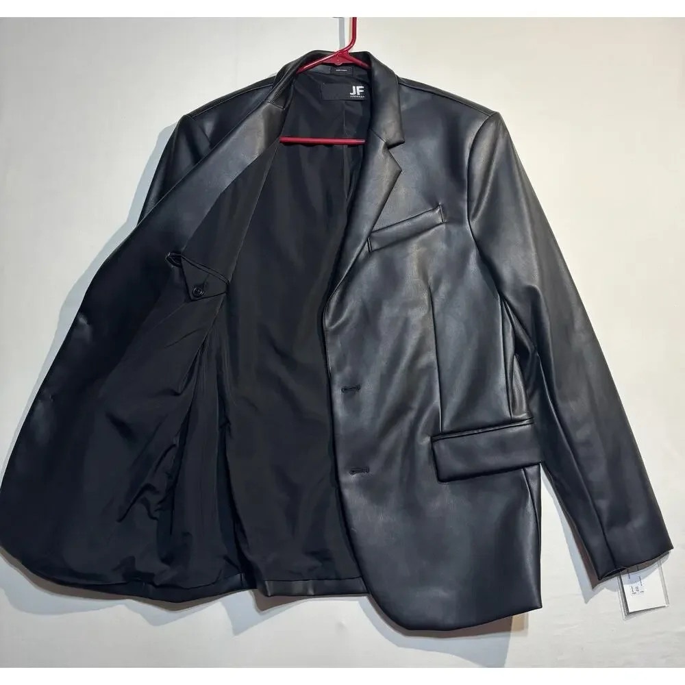 🖤 NWT J. Ferrar Men’s Medium Black Faux Leather Blazer Jacket MSRP $168